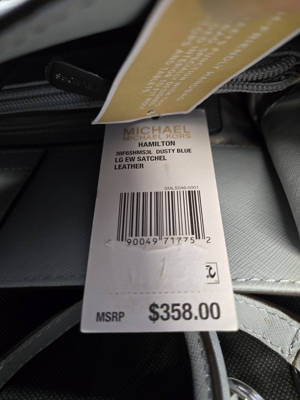 Michael Kors Hamilton Dusty Blue Lg EW Satchel Leather NWT 14.25"x12"x6.75" - Picture 11 of 14